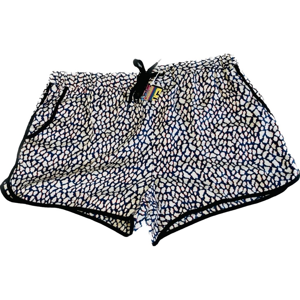 SOLD✨Mads Nørgaard | M/L | Silk Pixel Popo Black Red Blue Drawstring Shorts NWOT - Picture 3 of 13